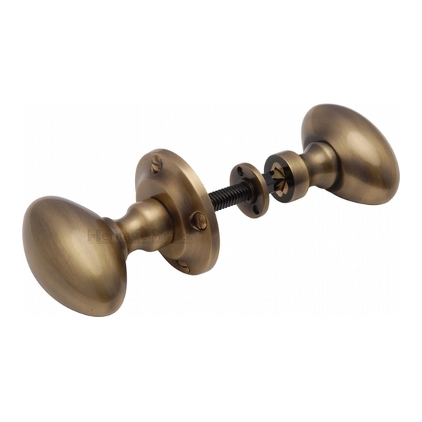 RIM V960-AT • Antique Brass • Heritage Brass Suffolk Rim Knobs On Round Roses